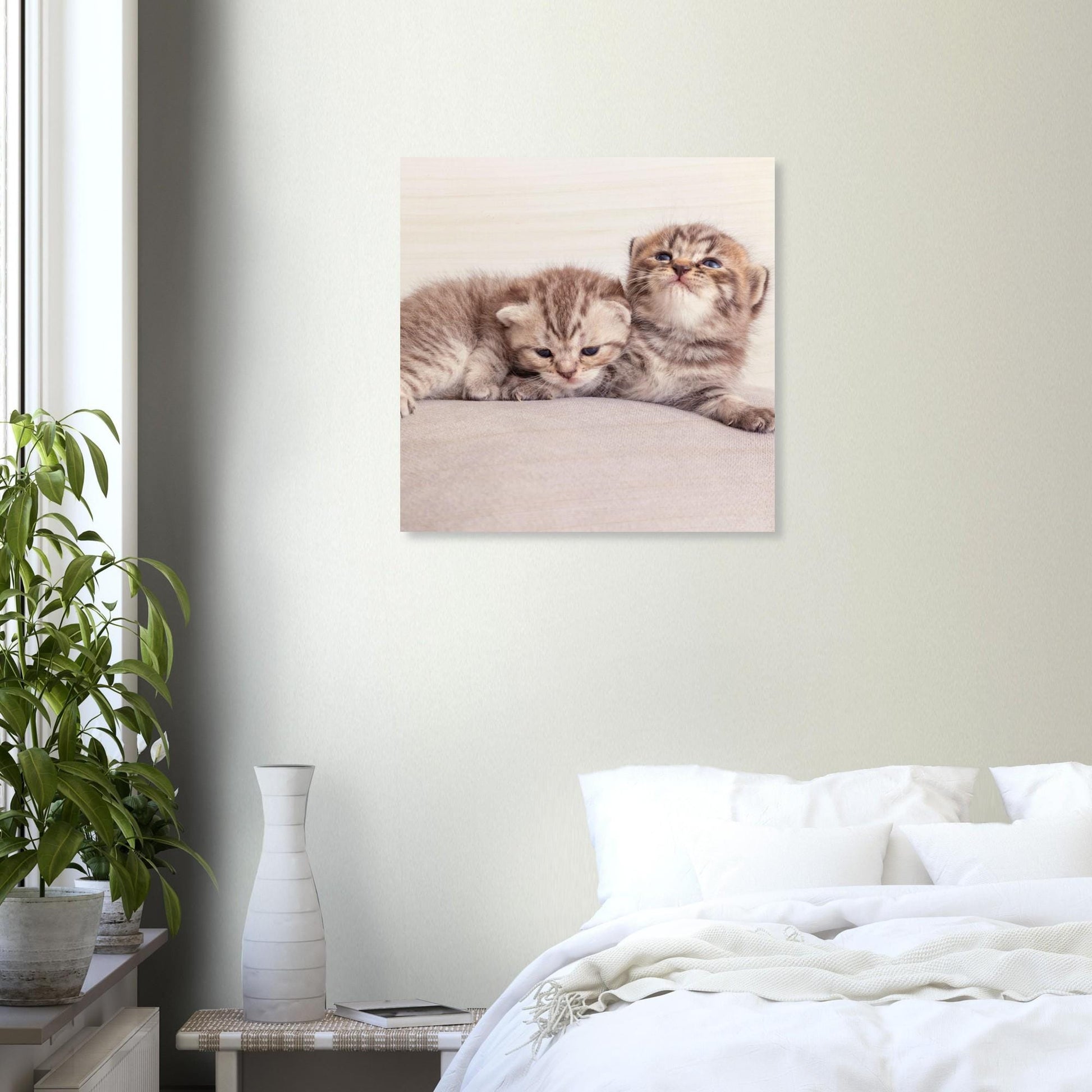 Personalisierter Holzdruck mit Katzenfoto – Haustierbild auf Holz – Geschenk für Katzenliebhaber – Natürliches Wandbild mit deinem Tierfoto